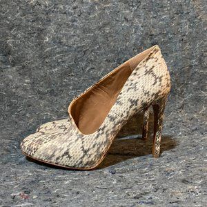 Vince Camuto Snakeskin Bootie Heels Grey and White